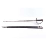 Reproduction British 1859 Pattern Naval cutlass bayonet, 27 ins blade with maker's mark to