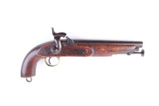 (S58) 16 bore Enfield percussion service pistol, 9 ins fullstocked round barrel with captive rammer,