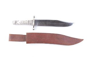 Liberty and Union bowie knife, 9½ ins blade by Alexander, Sheffield with etched eagle, EPNS grips