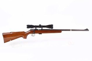 Ⓕ (S1) .22 BSA Sportsman-Five bolt-action rifle, 22½ ins barrel, 5 shot magazine, mounted 4 x 40WA