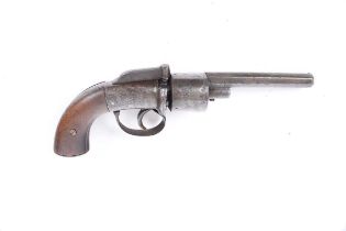 (S58) 80 bore English percussion transition revolver, 4½ ins octagonal barrel, 6 shot cylinder,