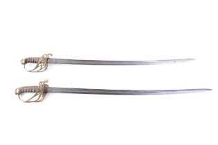 British 1845 Pattern Infantry Officer's sword, 32 ins fullered and etched blade, ricasso with