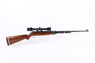 .177 Webley Mark 3 underlever air rifle, hooded blade and notch sights, tap loading, mounted 4x40