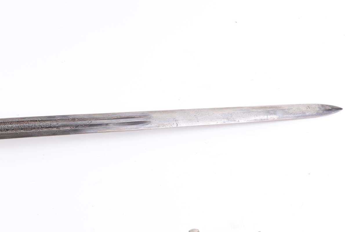 Reproduction Gordon Highlanders Field Officer's sword, 30 ins decorative blade, regimental hilt with - Image 6 of 6