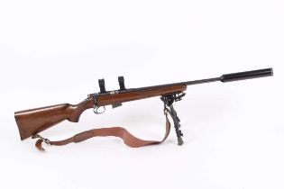 Ⓕ (S1) .17 (Hmr) CZ 452-2E American bolt-action rifle, 17 ins barrel with fitted moderator, 5 & 10