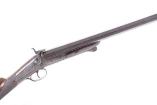(S58) An unusual 8 bore Pinfire Continental Wildfowling Gun, with a 59 ins part-octagonal damascus