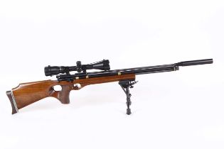 .177 PCP air rifle, bolt-action single shot, moderated barrel, mounted BSA Essencial scope, fitted