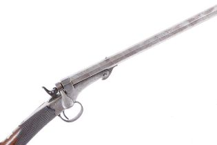 (S58) 84 bore (.380) English Needle-Fire rifle, 21½ ins octagonal damascus barrel, scroll engraved