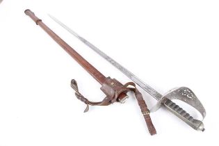 George V Royal Engineers Dress Sword, 32 ins part fullered blade by Wilkinson with etched