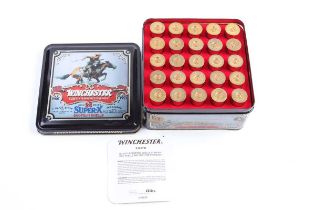 Ⓕ +VAT (S2) A Winchester Super X 125th Anniversary tin with 25 x 12 bore No.6 shot cartridges This