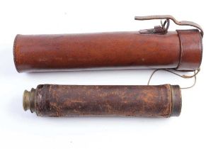 A leather cased Dolland, London three-draw telescope