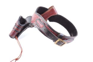 Braided leather Western-style belt and holster rig, with additional leather holster