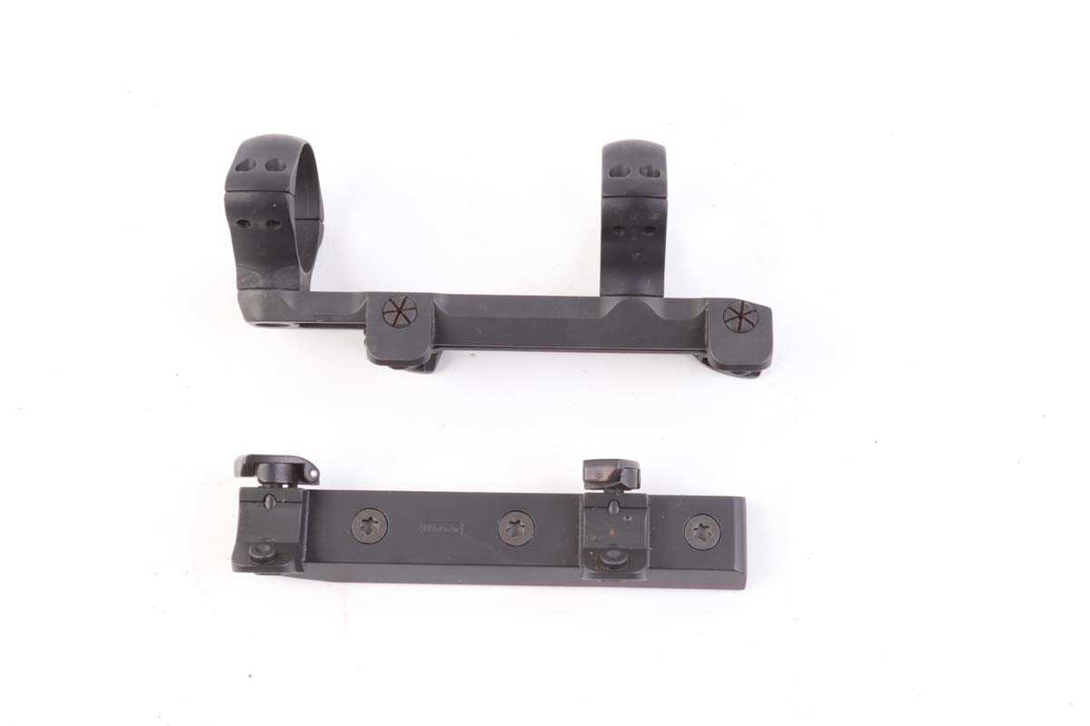 Blaser quick-release ring mount (1.5 ins rings), and Blaser quick-release rail mount good condition,