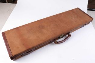 Canvas and leather gun case, green baize lined interior for 28½ ins barrels (will take 30 ins),