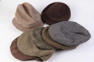 Seven various hats inc. woollen flat caps and tweed trilby