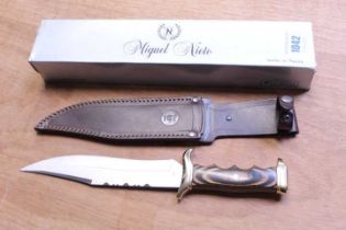 Boxed Nieto (Spain) bowie knife in sheath, 9 ins blade