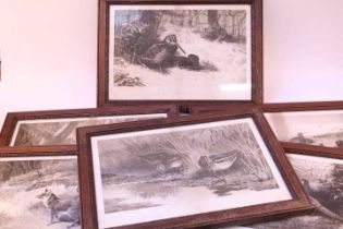 Six framed Archibald Thorburn prints: 'The First Far-Away Echo'; 'Pheasant'; 'Snipe'; 'Woodcock'; '