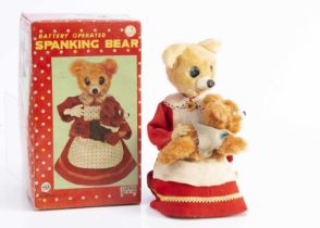 A Linemar Toys (Japan) Battery-Operated Spanking Bear,