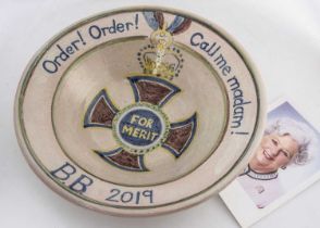 A contemporary pottery commemorative OM bowl for Betty Boothroyd,