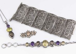 A continental filigree cuff bracelet,