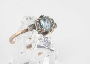 An Art Deco aquamarine and diamond dress ring,