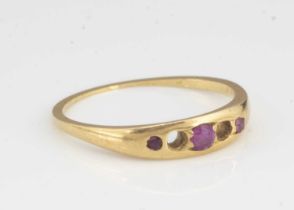 A five stone (with two settings vacant) ruby ring,