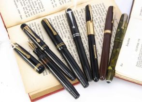 A collection of seven Vintage and modern fountain pens,