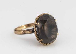 A c1960s 18ct gold and smoky quartz cocktail dress ring,