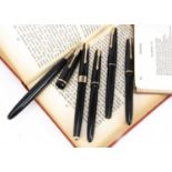 Five vintage Parker fountain pens,