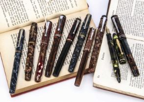 A collection of ten Vintage fountain pens,