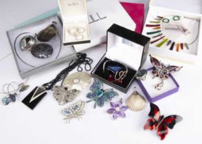 A collection of modern silver and other costume jewellery,