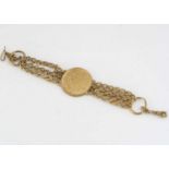 A Middle Eastern high carat gold coin bracelet,