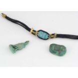 Three Egyptian turquoise items,