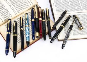 A collection of twelve modern fountain pens,