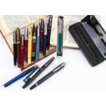 A small collection of modern fountain pens,