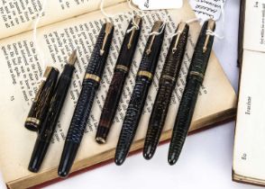 Six vintage Parker fountain pens,