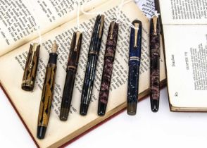 Six vintage Parker fountain pens,