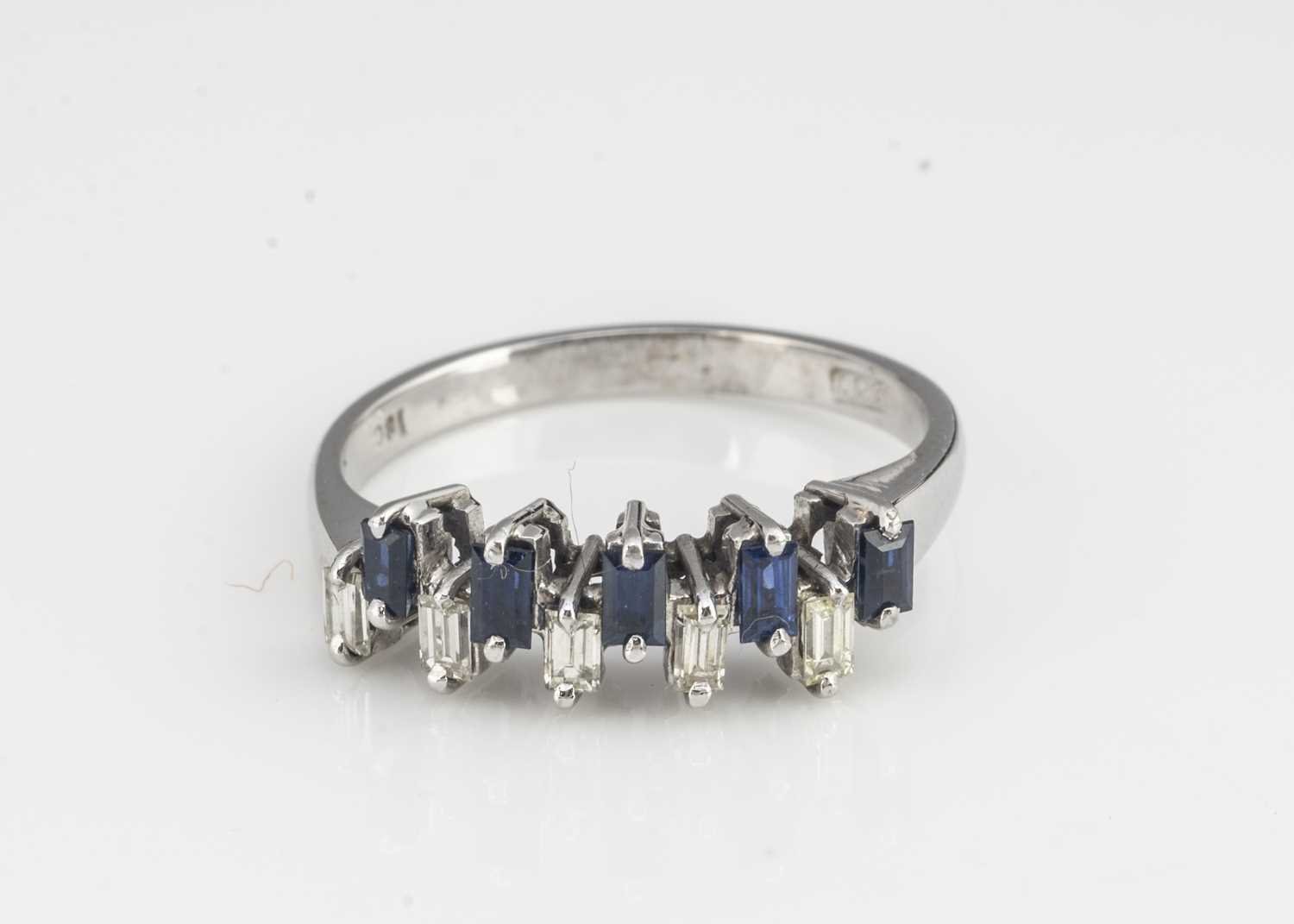 A sapphire and diamond half hoop dress ring, - Image 2 of 2