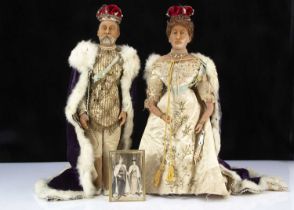 A very rare exhibition quality Pierotti wax shoulder-head King Edward VII and Queen Alexandra in Cor