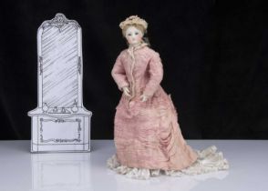 A rare Simon & Halbig fashionable doll with twill covered wooden articulated body 1870s,