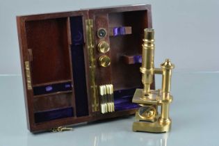 An EMO Optik authorised modern replica of Leitz lacquered brass 1899 Stativ IV Compound Monocular Mi