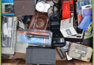 A Tray of Cameras and Related Items,