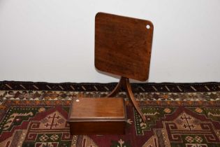 A late Georgian tripod tilt top wine table together with a nice Victorian mahogany box