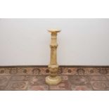 A Victorian alabaster column plant pot stand,