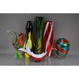 Six mid 20th century large studio glass items,