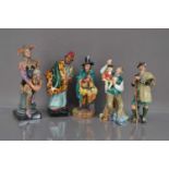 Five collectable Royal Doulton pottery figures,