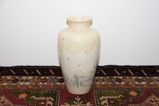 A first half 20th century Japanese earthenware crane design vase,