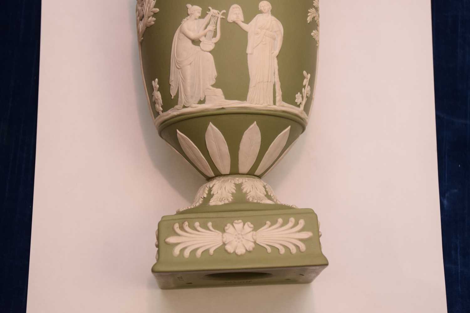 A Wedgwood green jasperware trophy vase urn, - Image 7 of 8