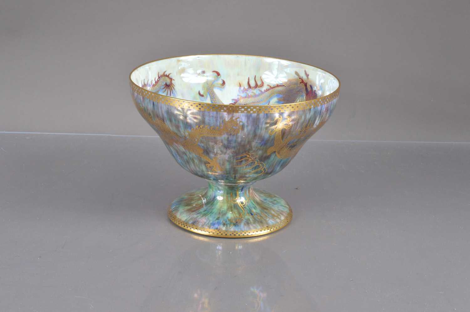 An Art Deco period Wedgwood pottery lustre ware dragon bowl, - Image 5 of 10