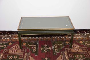 A modern green and gilt painted coffee table,